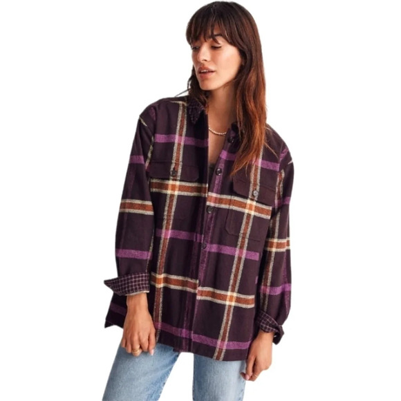 Madewell Women's Rugby Plaid Flannel Shacket NWT Size Small - Picture 1 of 9